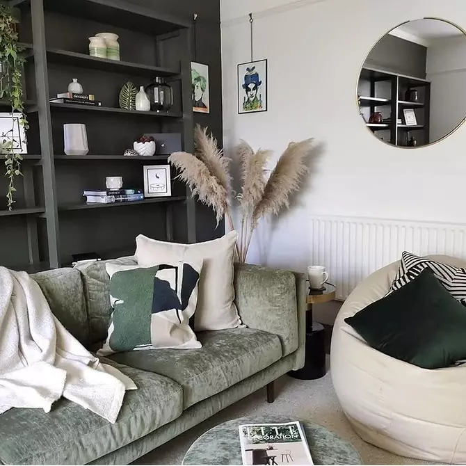 Audaz y de moda: cómo emitir una sala de estar en verde 3228_160