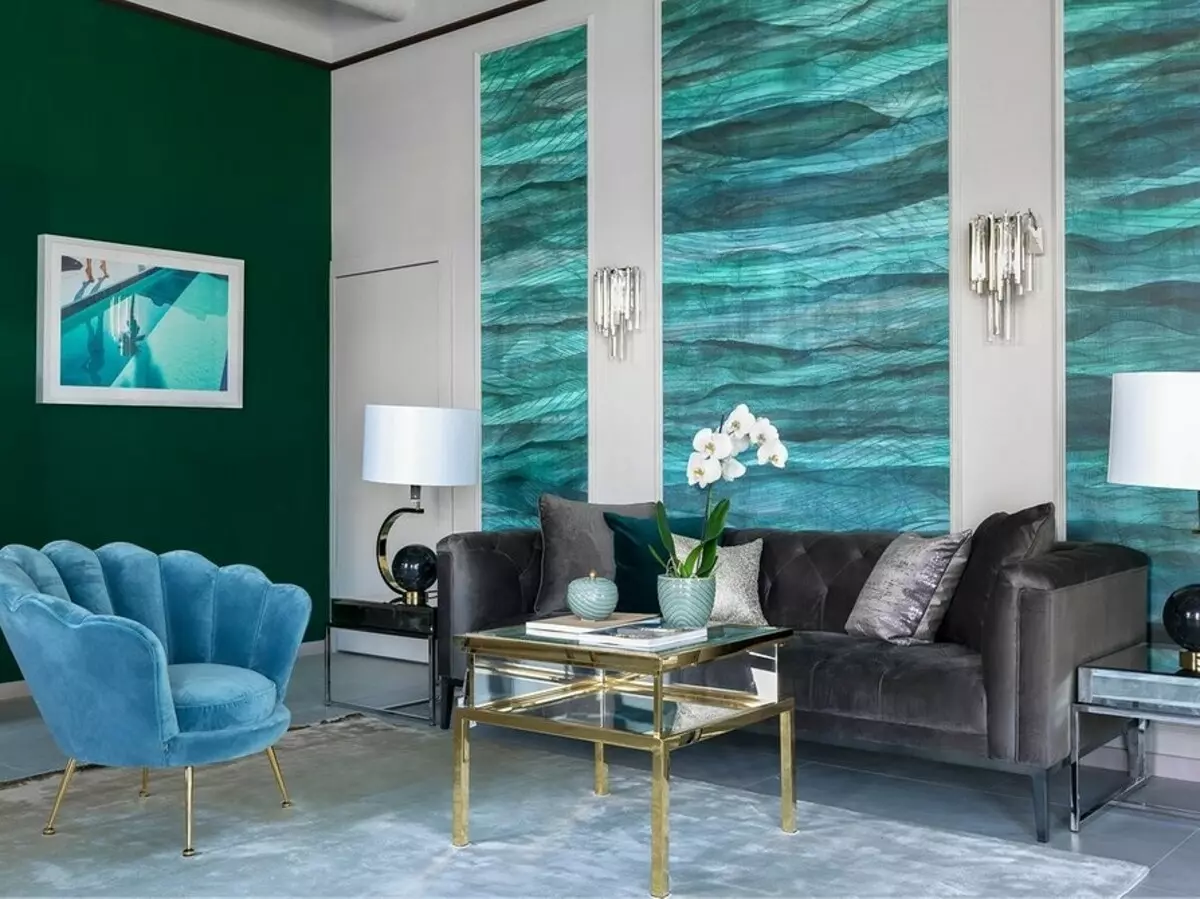 Tuyệt vời và thời trang: Làm thế nào để cấp một phòng khách màu xanh lá cây 3228_17