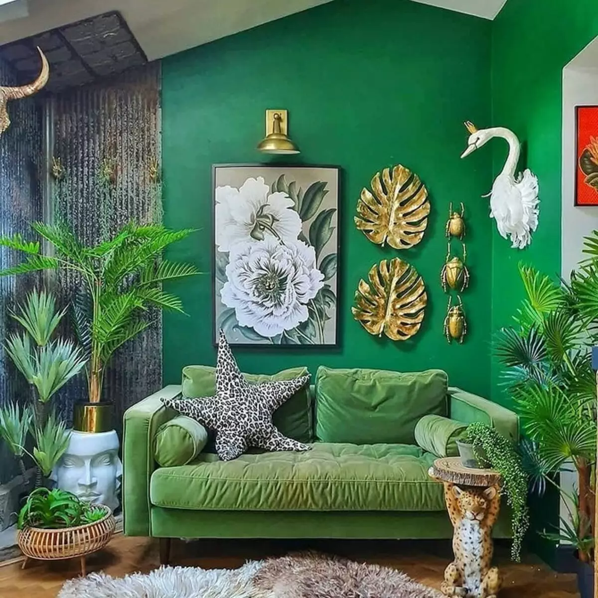 Tuyệt vời và thời trang: Làm thế nào để cấp một phòng khách màu xanh lá cây 3228_60