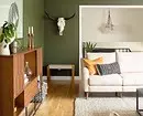 Dengan berani dan modis: Cara mengeluarkan ruang tamu dengan warna hijau 3228_9