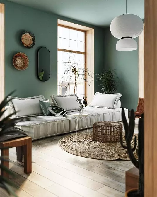 Tuyệt vời và thời trang: Làm thế nào để cấp một phòng khách màu xanh lá cây 3228_94