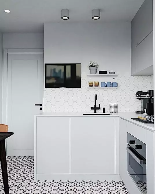 Nós elaboramos um design de cozinha com uma área de 7 metros quadrados. M: momentos importantes e 12 projetos de inspiração 3273_130