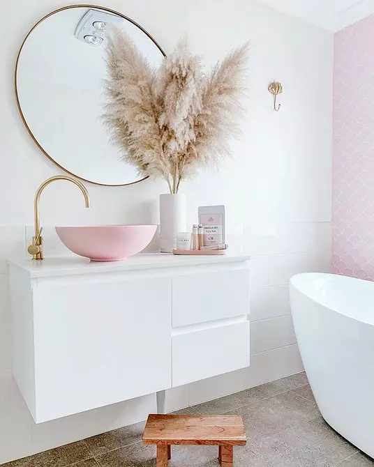 Pink banyosunun tasarımını dekore ediyoruz, böylece iç uygun ve şık görünüyor. 3297_101