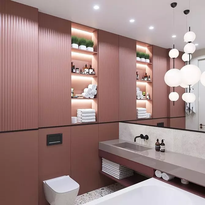 Бид ягаан угаалгын өрөөний дизайныг загварчлах нь тохиромжтой, загварлаг харагдаж байна 3297_11