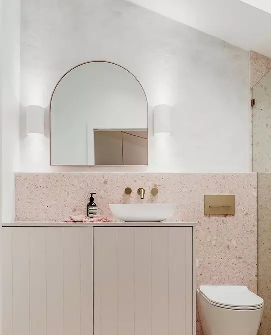 Vi dekorerer utformingen av det rosa badet slik at interiøret ser passende og stilig ut 3297_114