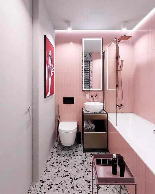 Nós decoramos o design do banheiro rosa para que o interior pareça apropriado e elegante 3297_152