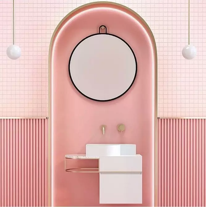 Kami menghias desain kamar mandi merah muda sehingga interiornya terlihat sesuai dan bergaya 3297_34