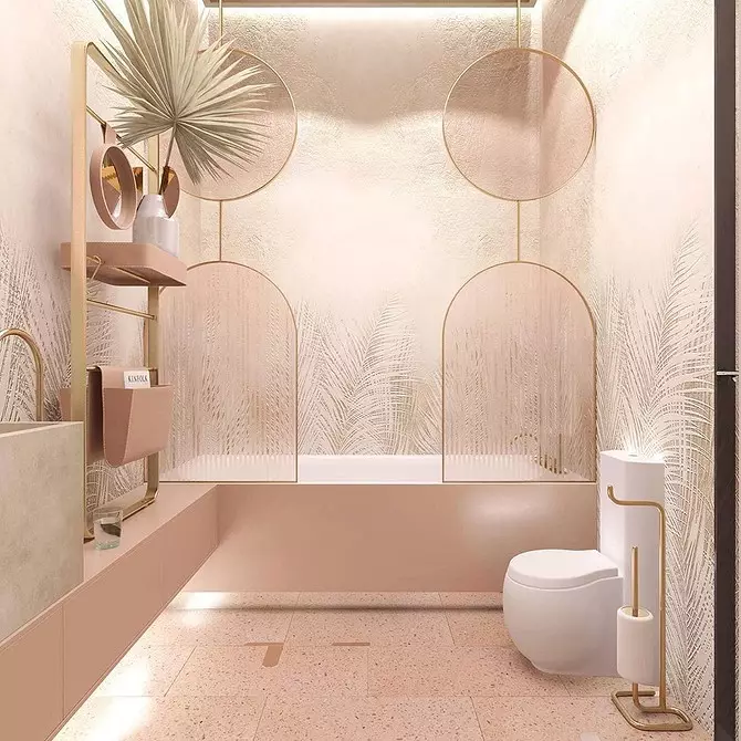 Nós decoramos o design do banheiro rosa para que o interior pareça apropriado e elegante 3297_37
