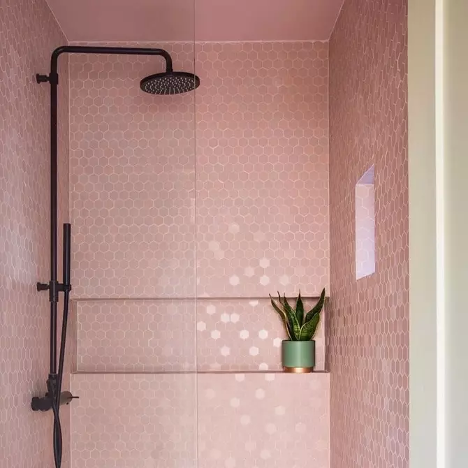 हम गुलाबी बाथरूम के डिजाइन को सजाते हैं ताकि इंटीरियर उचित और स्टाइलिश दिखता हो 3297_75