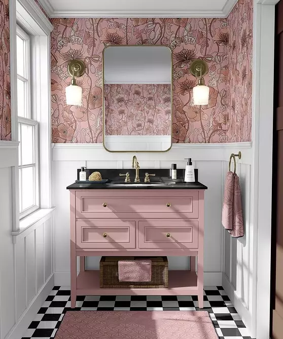 Papuoškiname rožinio vonios kambario dizainą, kad interjeras atrodo tinkamas ir stilingas 3297_93