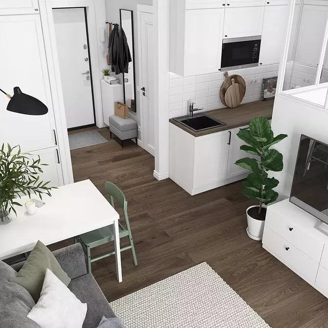 Kiel elpremi la maksimumon de la apartamento-studio-areo de 28 kvadrataj metroj. M: 6 Ekzemploj kaj Desegnaj Konsiletoj 3348_134