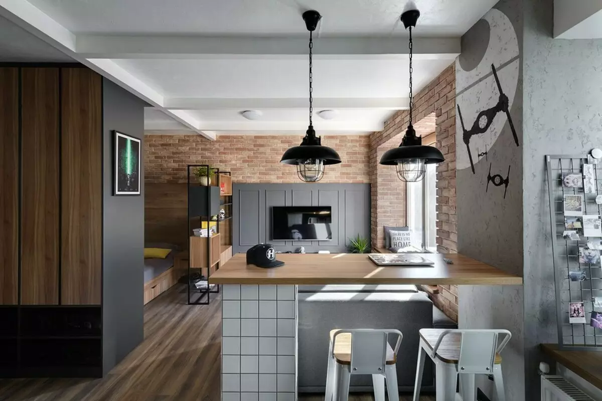 Alapvető szabályok és 4 elegáns projektek, amelyek segítenek az apartman - loft stúdióban 3400_131