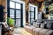 Tropical Loft: Little Apartment Interior med soverom på menessolgulvet