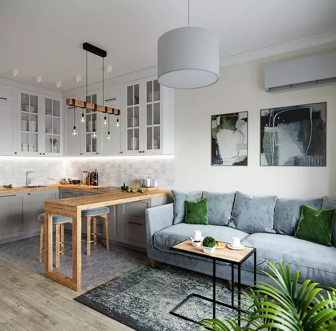 9 stilīgs dizaina projektus kombinētās virtuves dzīvojamā istaba ar platību 18 kvadrātmetru. M. 3505_106