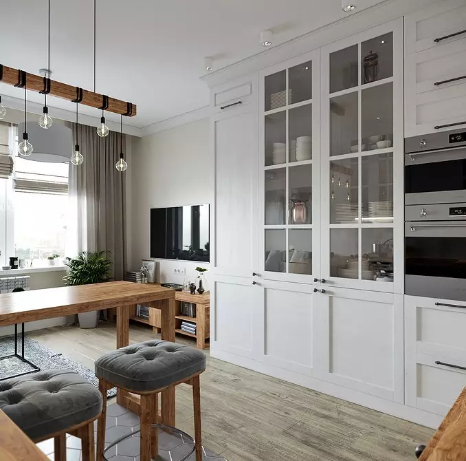 9 progetti di design elegante della cucina combinata-soggiorno con un'area di 18 metri quadrati. M. 3505_109
