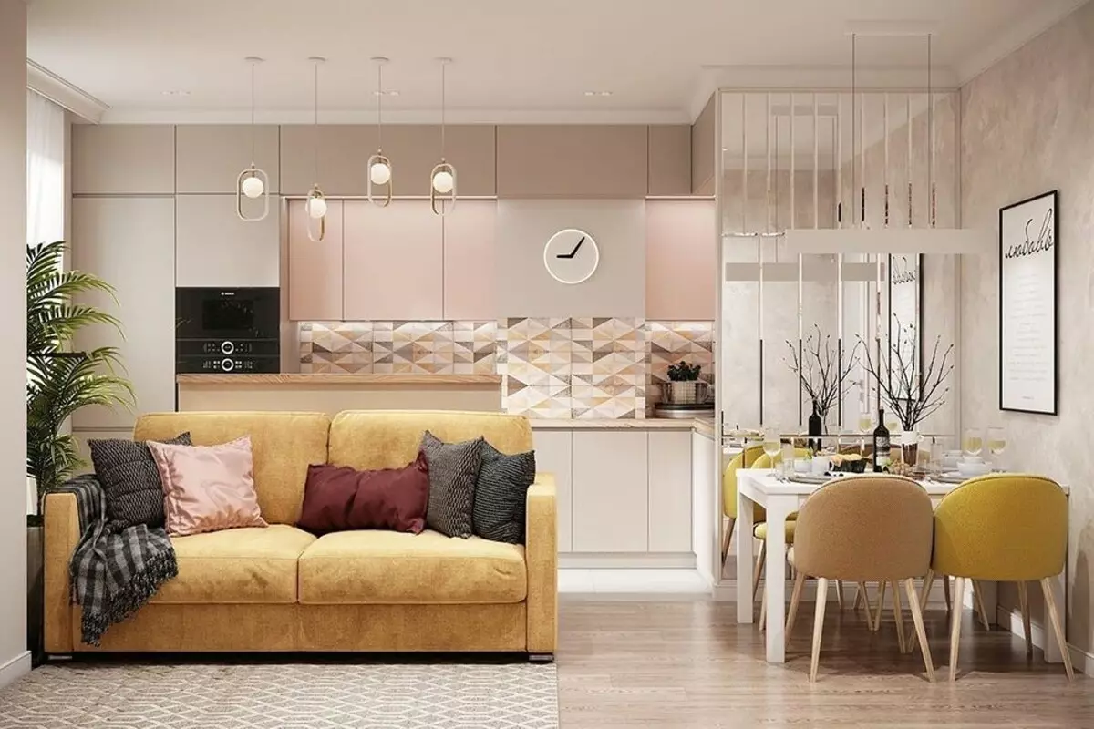 9 proiecte elegante de proiectare ale camerei combinate de living cu o suprafață de 18 metri pătrați. M. 3505_50