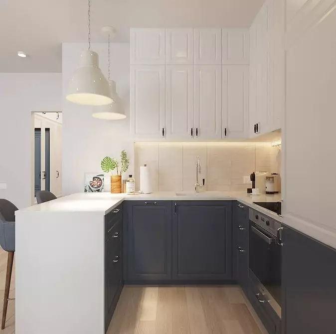 9 stilfulde designprojekter af den kombinerede køkken-stue med et areal på 18 kvadratmeter. M. 3505_62