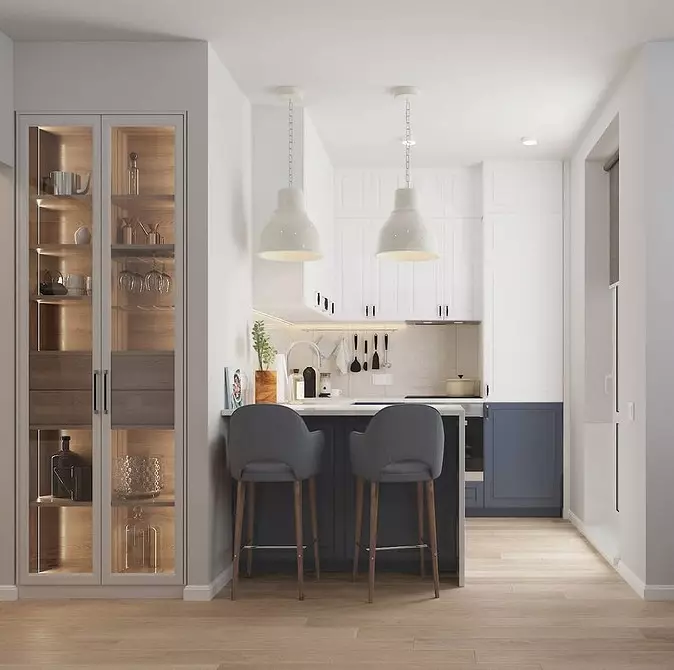 9 stilige designprosjekter av den kombinerte kjøkken-stue med et areal på 18 kvadratmeter. M. 3505_63