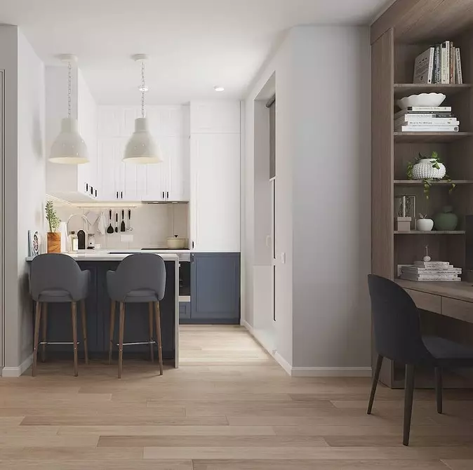 9 projetos de design elegante da sala de cozinha combinada com uma área de 18 metros quadrados. M. 3505_64