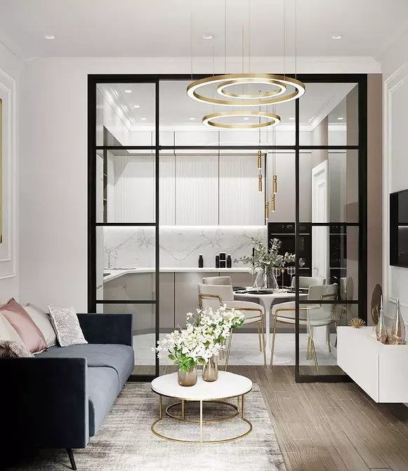 9 proiecte elegante de proiectare ale camerei combinate de living cu o suprafață de 18 metri pătrați. M. 3505_86
