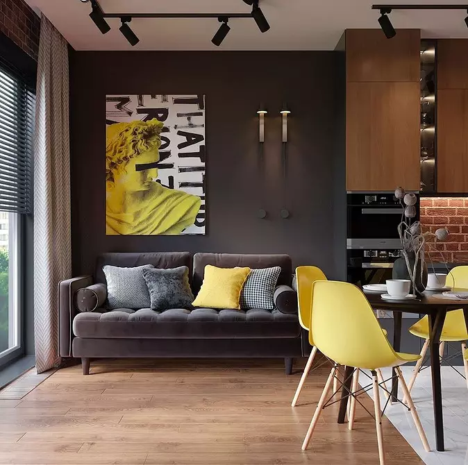 9 proiecte elegante de proiectare ale camerei combinate de living cu o suprafață de 18 metri pătrați. M. 3505_97