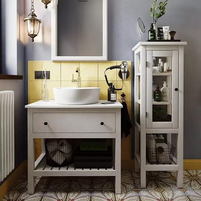 धूळ-पांढर्या रंगात बाथरूमच्या डिझाइनसाठी 6 टिपा आणि फोटोमधील 80 उदाहरणे 3529_119