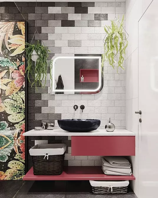 धूळ-पांढर्या रंगात बाथरूमच्या डिझाइनसाठी 6 टिपा आणि फोटोमधील 80 उदाहरणे 3529_149