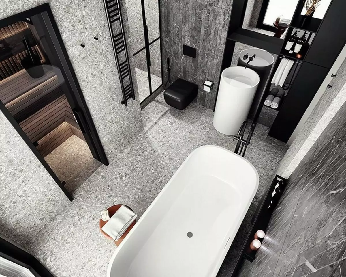 6 совети за дизајнирање на бања во сива-бела боја и 80 примери на фотографијата 3529_150