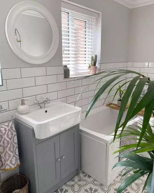 6 petua untuk reka bentuk bilik mandi dalam warna kelabu-putih dan 80 contoh dalam foto 3529_167