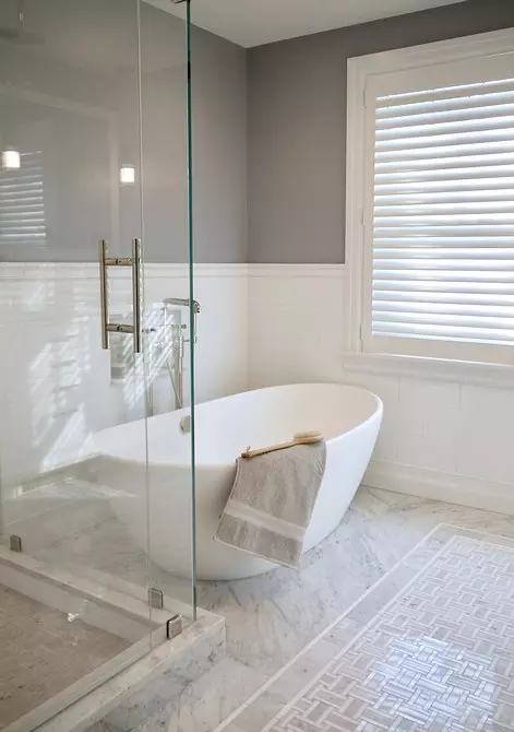 6 savjeta za dizajn kupaonice u sivo-bijeloj boji i 80 primjera na fotografiji 3529_63