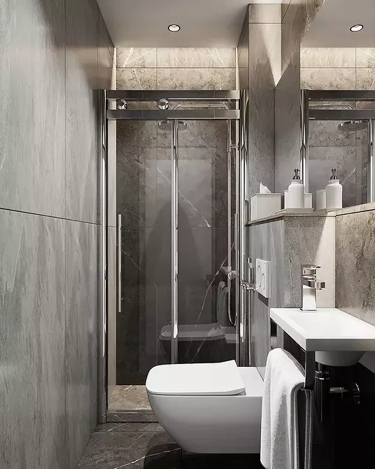 धूळ-पांढर्या रंगात बाथरूमच्या डिझाइनसाठी 6 टिपा आणि फोटोमधील 80 उदाहरणे 3529_64
