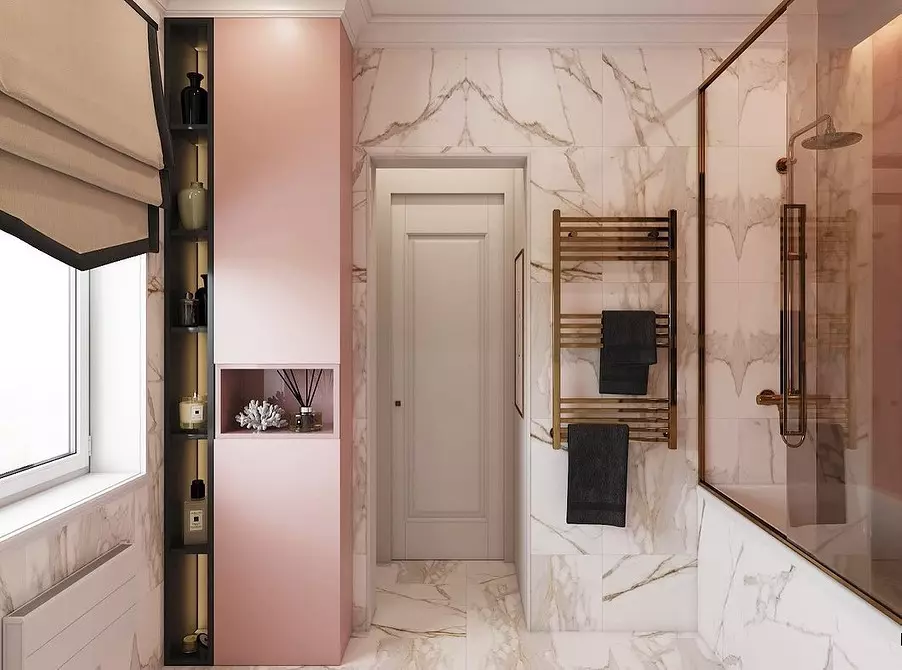 11 badkamers met 'n oppervlakte van 5 vierkante meter. m wat jou inspireer met 'n pragtige ontwerp (en 52 foto's) 3537_39