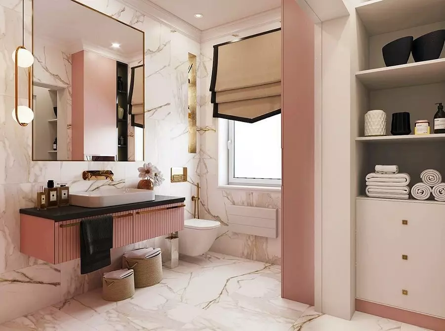 11 badkamers met 'n oppervlakte van 5 vierkante meter. m wat jou inspireer met 'n pragtige ontwerp (en 52 foto's) 3537_41