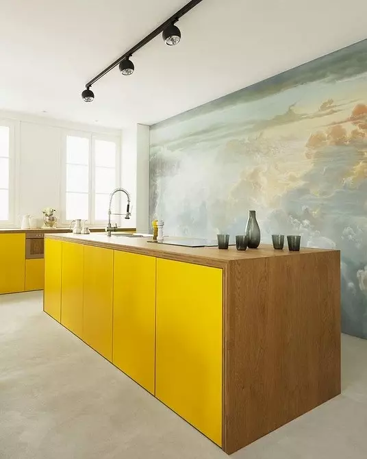 ما یک آشپزخانه زرد را تهیه کردیم: بهترین ترکیب رنگ و 84 عکس 3585_141