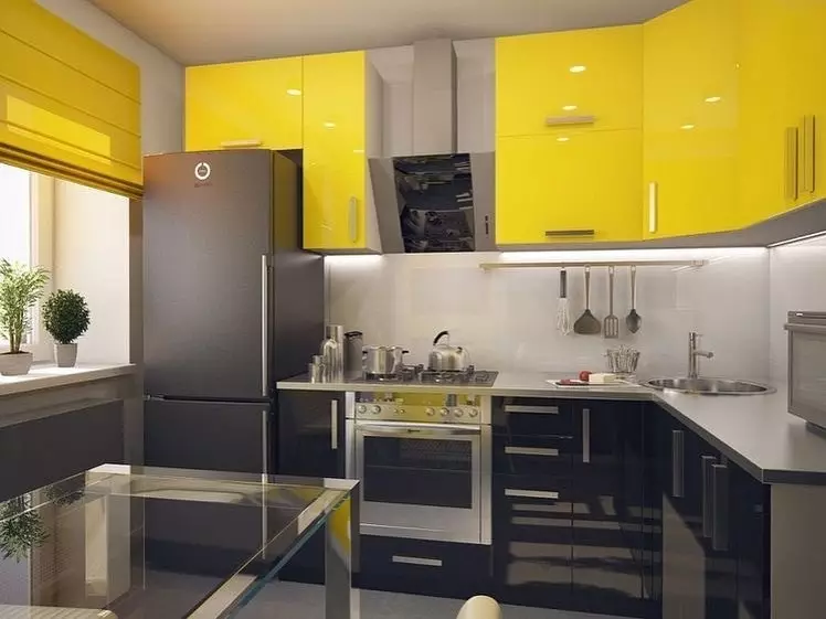 आम्ही पिवळ्या स्वयंपाकघरच्या आतील बाजूस काढतो: सर्वोत्तम रंग संयोजन आणि 84 फोटो 3585_168