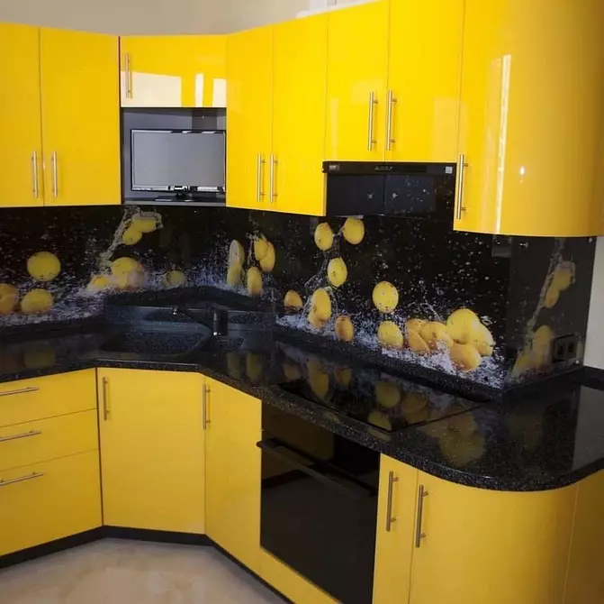 Narišimo notranjost rumene kuhinje: najboljše barvne kombinacije in 84 fotografij 3585_172