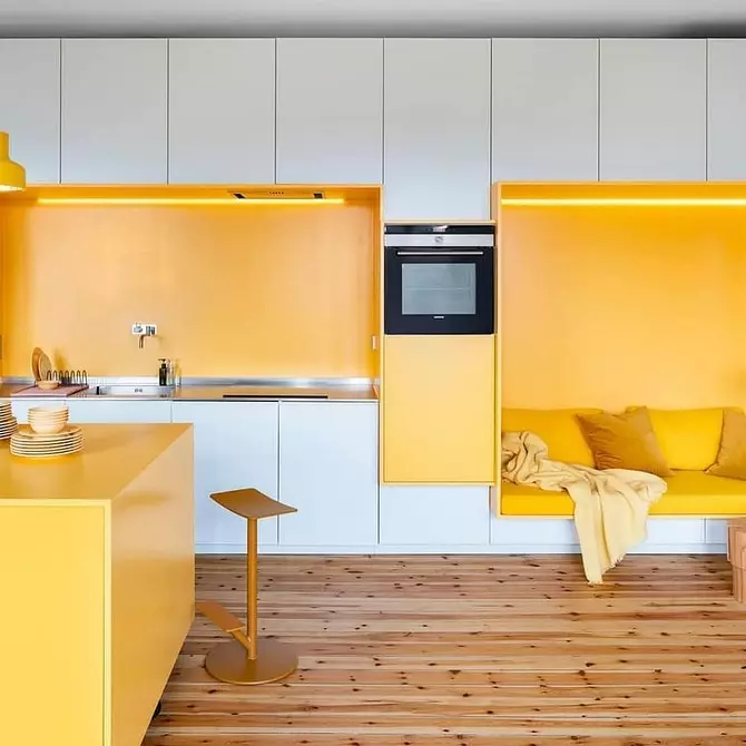 ما یک آشپزخانه زرد را تهیه کردیم: بهترین ترکیب رنگ و 84 عکس 3585_37