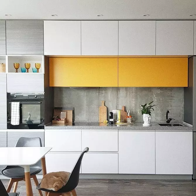 Narišimo notranjost rumene kuhinje: najboljše barvne kombinacije in 84 fotografij 3585_63