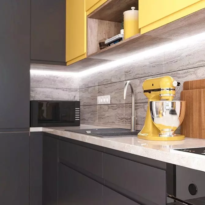 Elaboramos un interior de cociña amarela: mellores combinacións de cores e 84 fotos 3585_66