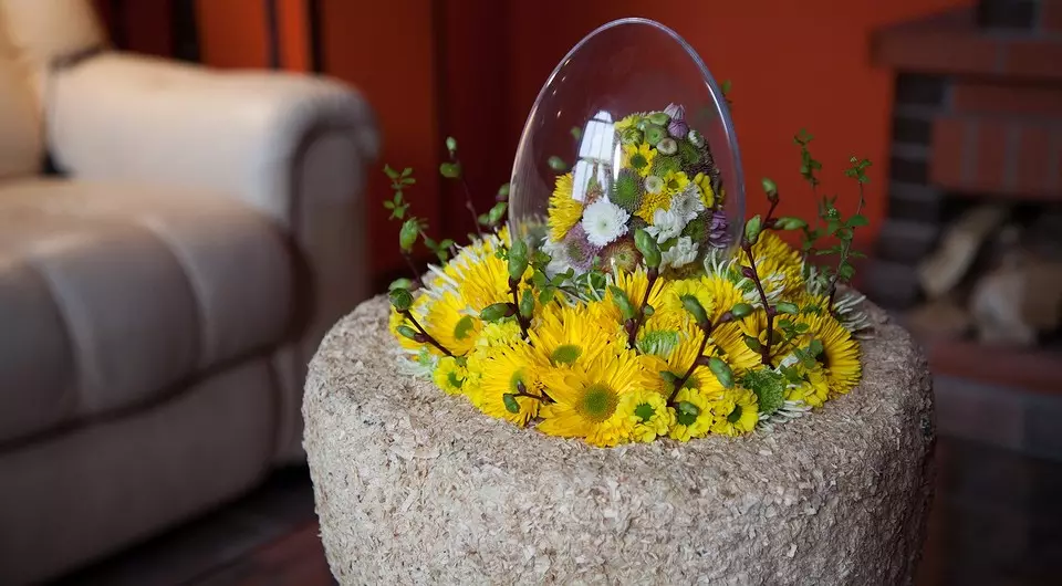 4 vackra varianter av påskdekorationer från krysantemum från blomsterhandlare