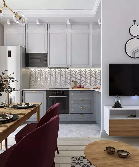 Sådan arrangerer du en meget lille køkken-stue: 5 design tips og 64 billeder til inspiration 3706_102