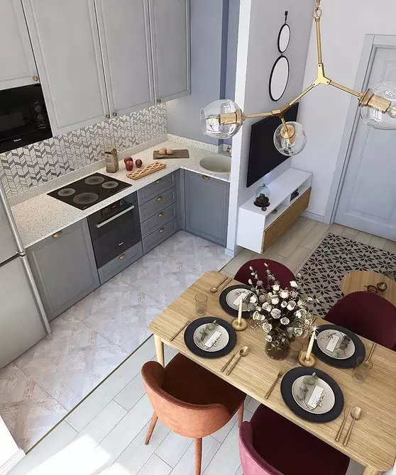 如何安排一个非常小的厨房起居室：5个设计提示和64张灵感 3706_105
