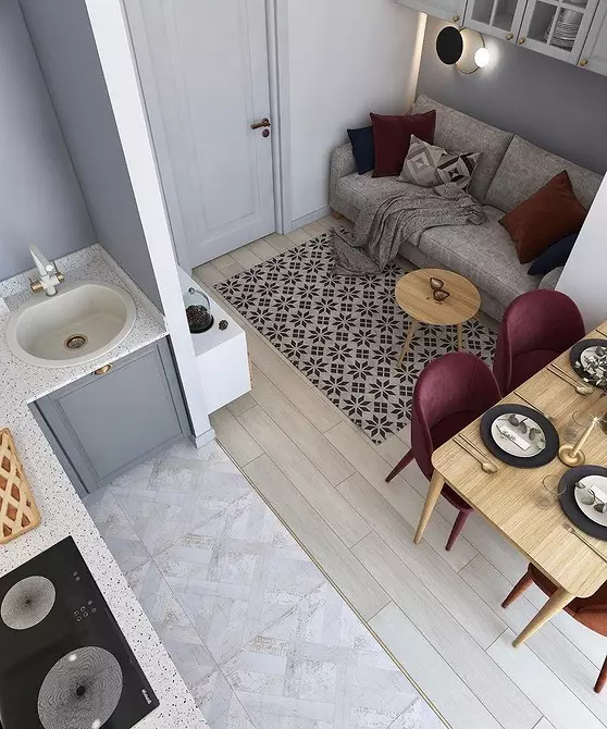Hoe een zeer kleine keuken-woonkamer te regelen: 5 ontwerptips en 64 foto's voor inspiratie 3706_107