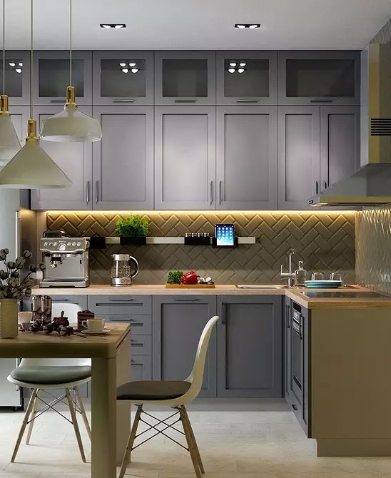 ایک بہت چھوٹا سا باورچی خانے کے رہنے والے کمرے کا انتظام کیسے کریں: 5 ڈیزائن تجاویز اور 64 تصاویر کی حوصلہ افزائی کے لئے 3706_30
