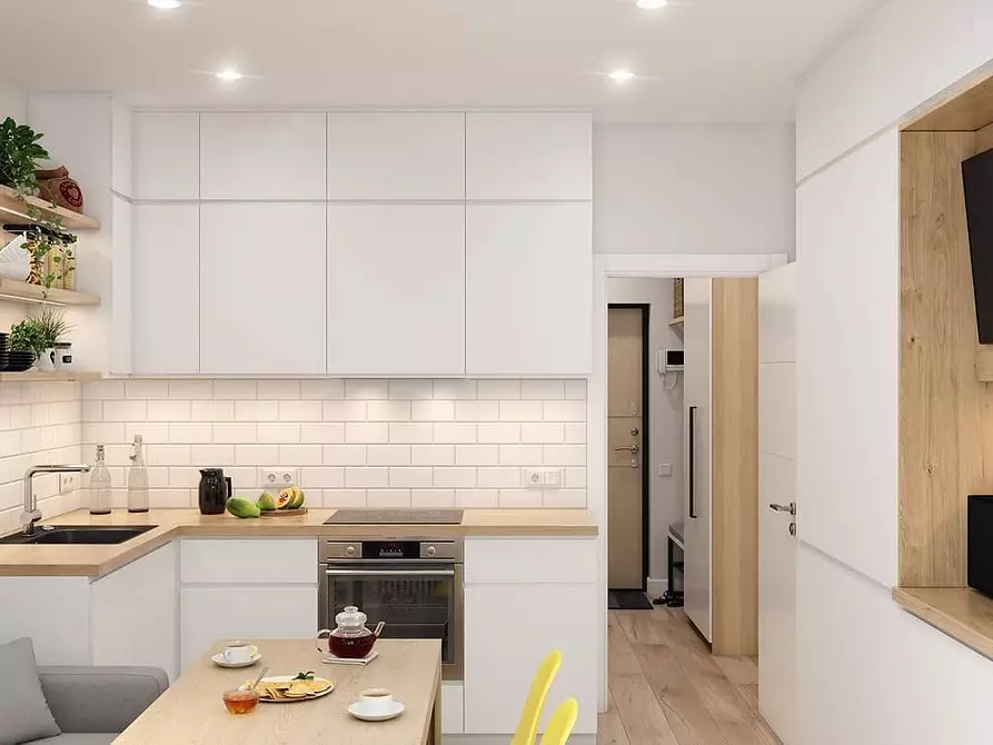ایک بہت چھوٹا سا باورچی خانے کے رہنے والے کمرے کا انتظام کیسے کریں: 5 ڈیزائن تجاویز اور 64 تصاویر کی حوصلہ افزائی کے لئے 3706_50