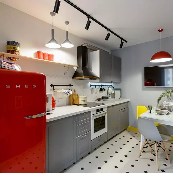 ایک بہت چھوٹا سا باورچی خانے کے رہنے والے کمرے کا انتظام کیسے کریں: 5 ڈیزائن تجاویز اور 64 تصاویر کی حوصلہ افزائی کے لئے 3706_59