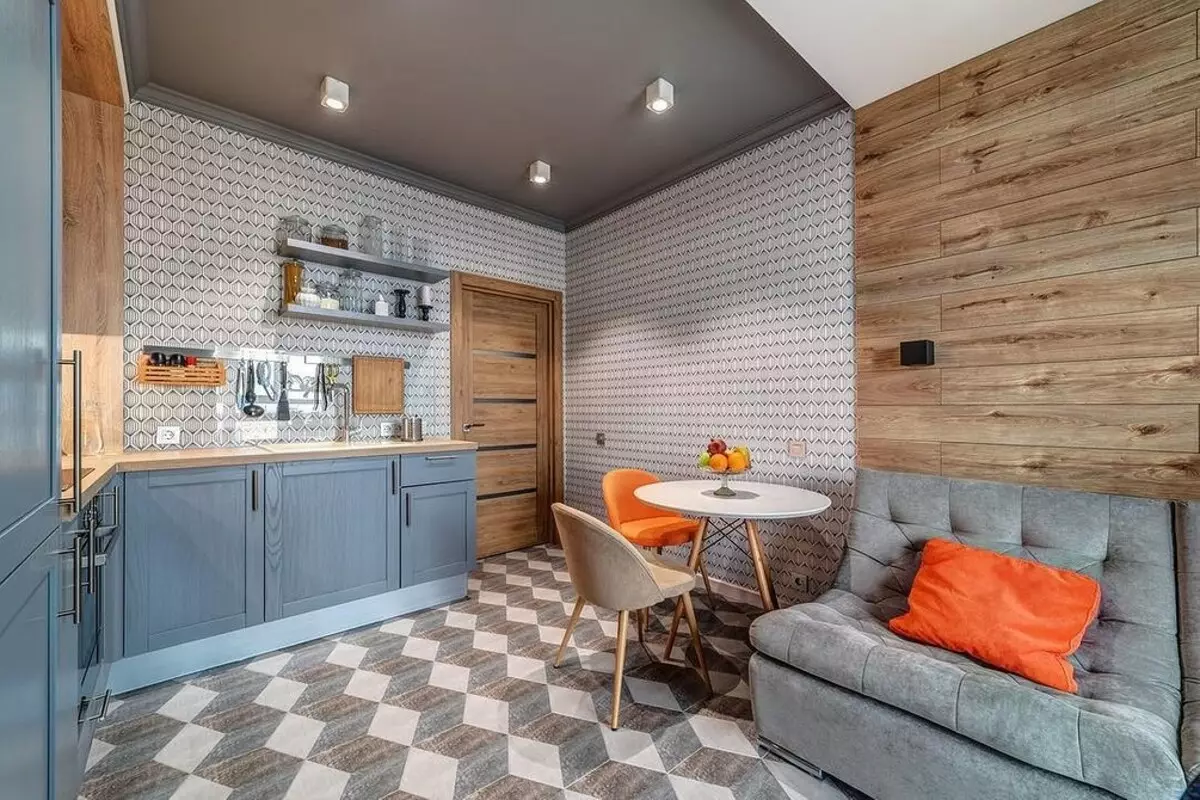 Kā organizēt ļoti mazu virtuves dzīvojamo istabu: 5 dizaina padomi un 64 fotogrāfijas iedvesmai 3706_70