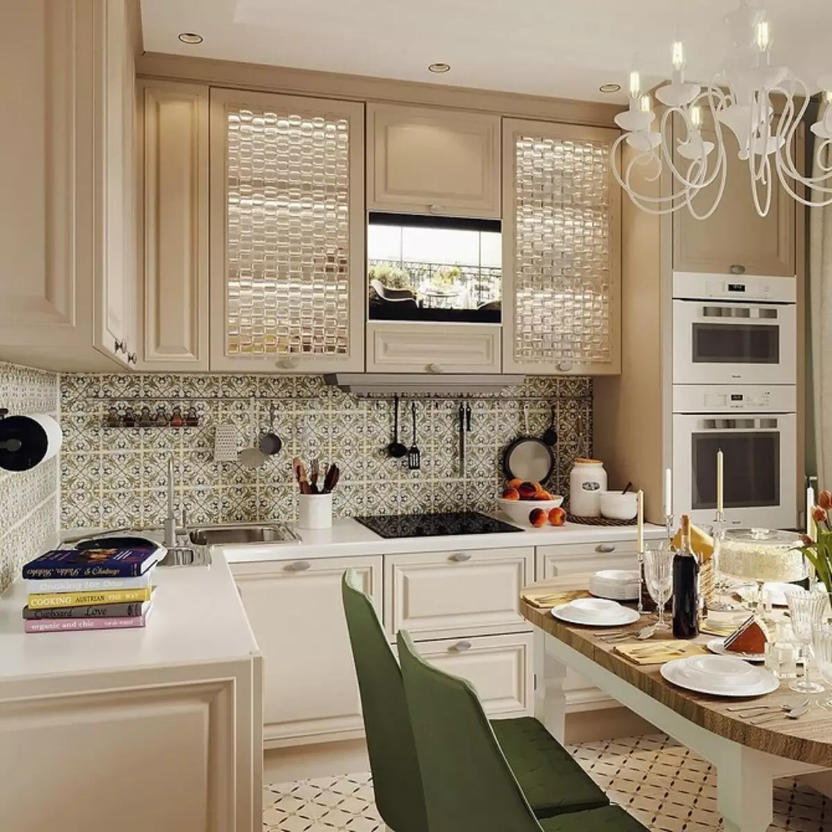 如何安排一个非常小的厨房起居室：5个设计提示和64张灵感 3706_91