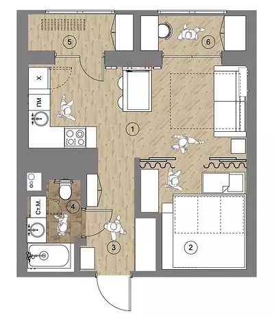 Odnushki alates Dvuhsk: Apartement ala 37 ruutmeetrit. m väikese lapsega perekonna jaoks 3756_36