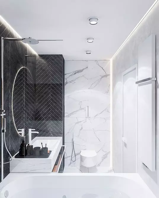 浴室6平方メートルのレイアウトとデザイン。 M.例えば11スタイリッシュなプロジェクト 3760_106